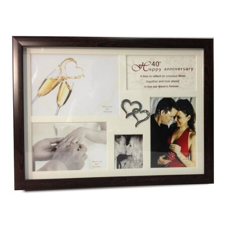 Jiallo 40th Anniversary Collage Photo Frame with Double Heart Icon 64856